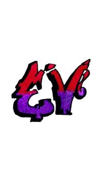 a purple and red letter v on a white background